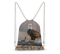 Canvas Drawstring Backpack Pull String Bags Golden Sunset Bald Eagle Drawstring Backpack Bag for Women Men Sports Gym