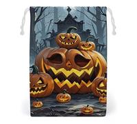 Canvas Drawstring Bags 12 * 18cm, Double Sided Printed Portable Storage Pouch for Jewelry & Toys, Reusable Terrifying Atmosphere Gift Bag for Travel, Wedding