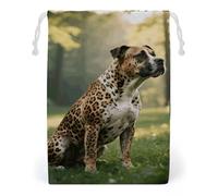 Canvas Drawstring Bags 12 * 18cm, Double Sided Printed Portable Storage Pouch for Jewelry & Toys, Reusable Animal Print Pit Bull Gift Bag for Travel, Wedding