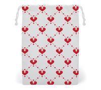 Canvas Drawstring Bags 12 * 18cm, Double Sided Printed Portable Storage Pouch for Jewelry & Toys, Reusable Many Heart Shapes Gift Bag for Travel, Wedding