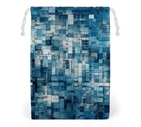 Canvas Drawstring Bags 12 * 18cm, Double Sided Printed Portable Storage Pouch for Jewelry & Toys, Reusable Blue And White Gift Bag for Travel, Wedding