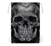 Canvas Drawstring Bags 12 * 18cm, Double Sided Printed Portable Storage Pouch for Jewelry & Toys, Reusable Skull Skeleton_78535913 Gift Bag for Travel, Wedding