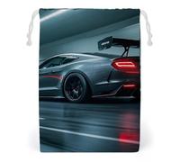 Canvas Drawstring Bags 12 * 18cm, Double Sided Printed Portable Storage Pouch for Jewelry & Toys, Reusable Luxury Sports Car Gift Bag for Travel, Wedding