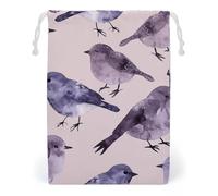 Canvas Drawstring Bags 20 * 25cm, Double Sided Printed Portable Storage Pouch for Jewelry & Toys, Reusable Gray Bird Pattern Gift Bag for Travel, Wedding