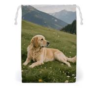 Canvas Drawstring Bags 20 * 25cm, Double Sided Printed Portable Storage Pouch for Jewelry & Toys, Reusable Dog on The Prairie Gift Bag for Travel, Wedding