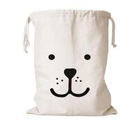 Canvas Drawstring Laundry Bags Washable Large 60 x 48CM Drawstring Cotton Bag Toys Storage Travel Stuff Bags for Clothes Sleep & Smile Bear