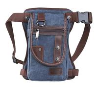 Canvas Drop Leg Bag, Motorcycle Thigh Bag with Multiple Pockets, 6x2.8x10.5 inches, Dark Blue, 6 Inches X 2.8 Inches X 10.5 Inches, Canvas Fanny Pack