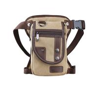 Canvas Drop Leg Bag, Motorcycle Thigh Bag with Multiple Pockets, 6x2.8x10.5 inches, Khaki, 6 Inches X 2.8 Inches X 10.5 Inches, Canvas Fanny Pack