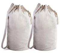 Canvas Duffel Bag - Drawstring, Leather Closure, Shoulder Strap., Antique Rust, 28" x 14", Traveling