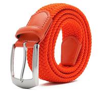 Canvas Elastic Fabric Woven Stretch Braided Belts for Men Women Junior with Multicolored/Full Sizes, 1197 Orange, M（ fits waist 33"- 36" ）M