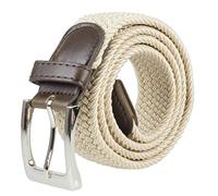 Canvas Elastic Fabric Woven Stretch Multicolored Braided Belts, Beige, XL