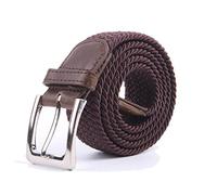 Canvas Elastic Fabric Woven Stretch Multicolored Braided Belts, Coffee, XX-Large