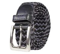 Canvas Elastic Fabric Woven Stretch Multicolored Braided Belts, Grey-black, S