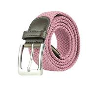 Canvas Elastic Fabric Woven Stretch Multicolored Braided Belts, Light Pink, L