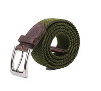 Canvas Elastic Fabric Woven Stretch Multicolored Braided Belts, Olive, Large