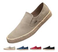 Canvas Espadrille Shoes for Men, Men's Closed Toe Comfortable Canvas Slip on Flat Espadrilles Fashion Casual Cloth Shoes Leisure Walking Sneaker Clearance 6.5 1_Khaki