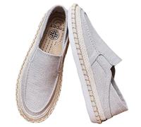 Canvas Espadrille Shoes for Men,Men's Flat Espadrilles,Flat Slip On Canvas Boat Shoes,Fits The Ankle,Wear Resistant,Easy to Put On and Take Off,for Casual Occasions and Daily Wear Gray