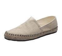 Canvas Espadrille Shoes for Men,Men's Flat Espadrilles,Mens Canvas Slip On Casual Pumps,Fits The Ankle,Anti Slip,for Beach Or After Get Off Work and Entertainment Beige