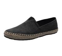 Canvas Espadrille Shoes for Men,Men's Flat Espadrilles,Mens Canvas Slip On Casual Pumps,Fits The Ankle,Anti Slip,for Beach Or After Get Off Work and Entertainment Black