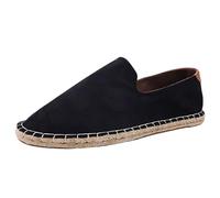 Canvas Espadrille Shoes for Men,Men's Flat Espadrilles,Mens Canvas Slip Ons Pumps,Comfortable,Wear Resistant,Skin Friendly,for Beach Or After Get Off Work and Entertainment Black