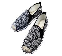 Canvas Espadrille Shoes for Men,Men's Slip On Casual Flat Espadrilles,Canvas Mens Slip in Shoes,Stable,Shock Absorbing,for Beach Or After Get Off Work and Entertainment Black
