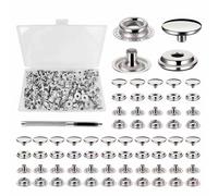 Canvas Fastener Kit, 200pcs 15mm Stainless Steel Fasteners With Punch Rods 201 Large White Buckle Fastening Box Stainless Steel Boat Canvas Screws And Nails For Waterproof Cloth, Tents, Awnings