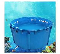 Canvas Fish Pond,Above Ground Pool， Round Canvas Fish Pond Pool Large Fold Aquarium with Metal Bracket for Store Up Water Irrigation (Color : Blue, Size : 1.5X0.8M/1400L)