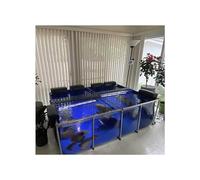 Canvas Fish Pond,Backyard Aquarium Pool Pond with Transparent Viewing Panel, PVC Canvas with Steel Frame and Drain Valve, Breeding Water Tank for Koi Goldfish Display Show Tank