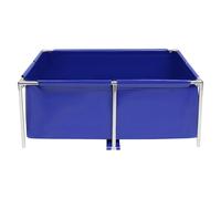 Canvas Fish Pond Foldable Fish Pond, Blue Aquarium Fish Tank, Ornamental Swimming Pool, Koi Breeding Pond with Metal Frame and Drain Valve, Suitable for Home, Aquaculture