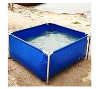 Canvas Fish Pond,Pool Above Ground, PVC Canvas Outdoor Aquarium Water Tank with Steel Frame and Drain Valve for Garden Irrigation Children's Swimming Pool (Color : Blue, Size : 1X1X0.5m)