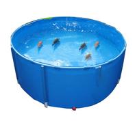 Canvas Fish Pond,Pool Above Ground, Round Canvas Fish Pond Bracket Outdoor Move Plastic Reservoir Fold PVC Aquarium Breeding Pond, DiameterXHeight (Color : Blue, Size : 2.5x1m)