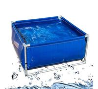 Canvas Fish Pond,Rectangle Pool Above Ground, PVC Canvas Outdoor Aquarium Water Tank with Steel Frame and Drain Valve for Ponds Fish Tank Koi Goldfish (Color : Blue, Size : 1.5X1X0.8m)