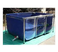 Canvas Fish Pond with Transparent Viewing Panel & Drain Valve for Water Storage, Fish Farming, Shrimp Farming, Hydroponic Plants - Home Garden Aquarium Pool