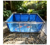 Canvas Fish Pond with Viewing Panel & Drain Valve - Durable Outdoor Water Storage for Fish and Shrimp Farming, Ideal for Garden and Backyard (3x1.5x0.6m)