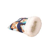Canvas & Fleece Small Pet Warm Bed - Blue Owl Print Nest for Hamsters, Sugar Gliders, and Small Critters