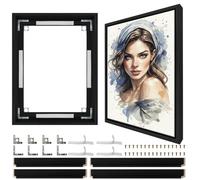 Canvas Floater Frame for 16x16 inch(40x40cm) Canvas Paintings,1" Deep Self-assembling Floating Frame for Oil Paintings,Wall Art,Poster,with Adhesive Strips Included(Black,Wood)