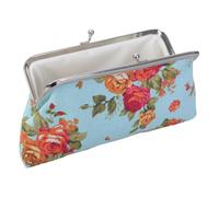 Canvas Floral Coin Purses Present Bag with Clasp Kiss Change Pouches Small Coin Wallet Vintage Trinkets Pouches Wallet Handbags for Women