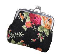 Canvas Floral Rose Flower Coin Purse Kiss Change Vintage Trinkets Pouches Small Women Wallet Clutches Kiss Change Pouch