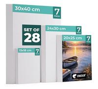 Canvas for Painting, Set of 28 Canvas - Multi Sizes - 13 x 18 cm, 20 x 25 cm, 24 x 30 cm, 30 x 40 cm - All Types of Painting