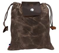 Canvas Foraging Pouch for Hiking, Collapsible Leather Belt Pouch Waist Bag with Drawstring & Buckle, Multi-Purpose Storage Bag for Outdoors Camping, Easy Looping Around Belts (Coffee)