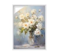 Canvas Frame 50x70 cm, Wooden Floating Frame for Canvas, Detachable White Frames for Canvas Paintings, Easy to Change Art, Canvas Frame Kit without Glass and Back Panel (White, 50X70cm)