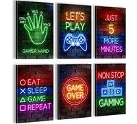 Canvas Gaming Game Console - Completely Ready to Hang - Stylish Decoration - 6 Pictures Set - Nursery Boy Teen N005264a