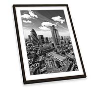 Canvas Geeks Cityscape London Skyline B&W FRAMED ART PRINT Picture Portrait Poster Artwork - Black Frame - Size A1