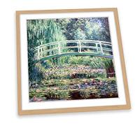 Canvas Geeks Claude Monet White Water Lilies FRAMED PRINT ART Picture Square Poster Artwork - Light Oak Frame - 45cm x 45cm