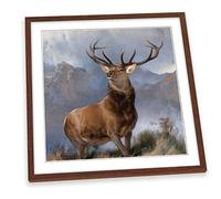 Canvas Geeks Monarch of the Glen Edwin Henry Landseer FRAMED PRINT ART Picture Square Poster Artwork - Walnut Frame - 45cm x 45cm
