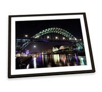 Canvas Geeks Newcastle River Tyne Bridge City FRAMED ART PRINT Picture Poster Artwork - Black Frame - Size A1
