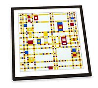 Canvas Geeks Piet Mondrian Broadway Boogie Woogie FRAMED PRINT ART Picture Square Poster Artwork - Black Frame - 35cm x 35cm