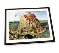 Canvas Geeks Pieter Bruegel Tower of Babel FRAMED ART PRINT Picture Poster Artwork - Black Frame - Size A2