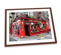 Canvas Geeks Temple Bar Dublin Ireland FRAMED ART PRINT Picture Poster Artwork - Walnut Frame - Size A4