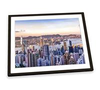 Canvas Geeks Victoria Harbour Hong Kong City FRAMED ART PRINT Picture Poster Artwork - Black Frame - Size A1